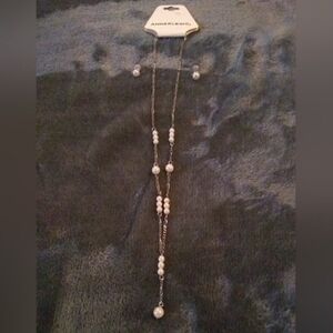 Anne Klein Silver and White Pearl Necklace Set